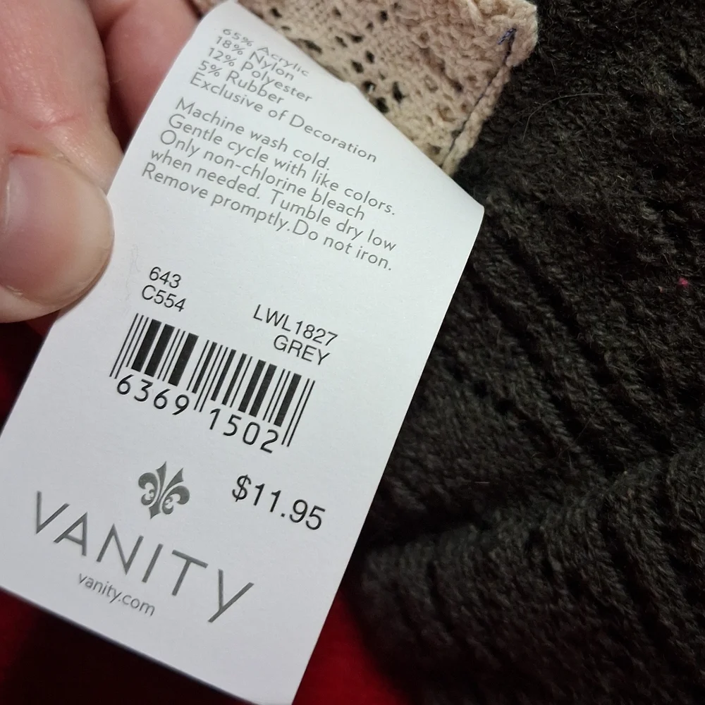 Vanity Boot Cuffs Gray W/ Cream Lace NWT